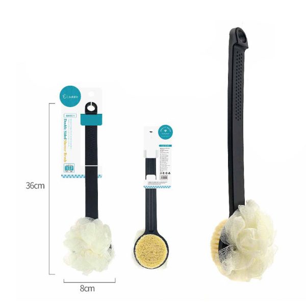 BB0001 Cepillo de baño con esponja exfoliante de madera - Negro