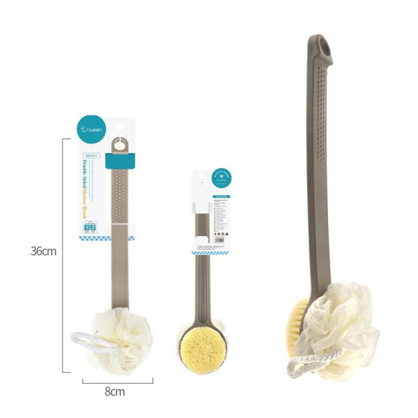 BB0001 Cepillo de baño con esponja exfoliante de madera - Beige
