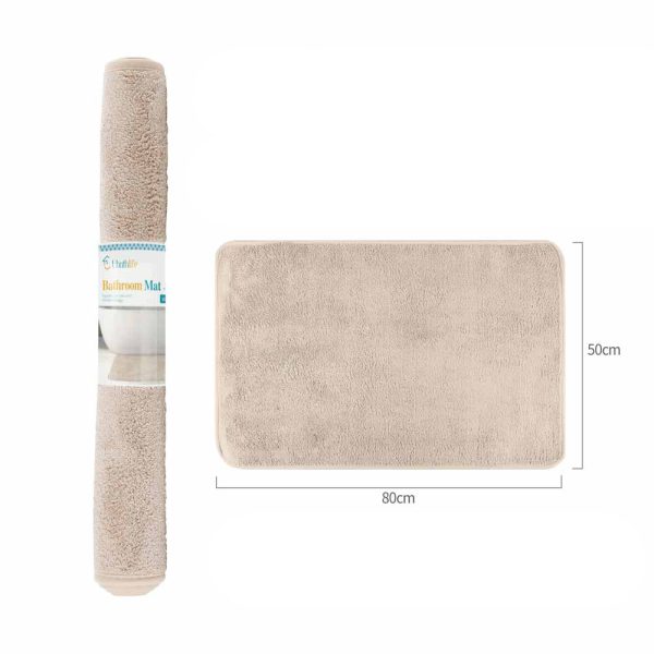 BM0101 Alfombra de baño de 50x80cm de microfibra pelo corto rectangular - Beige