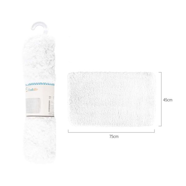BM0074 Alfombra de baño de 45x75cm pelo largo rectangular - Blanco