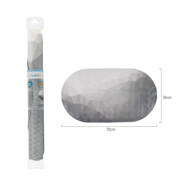 BM0182 Alfombra de baño de 70x39cm antidelizante ovalada estampado - Diamante gris