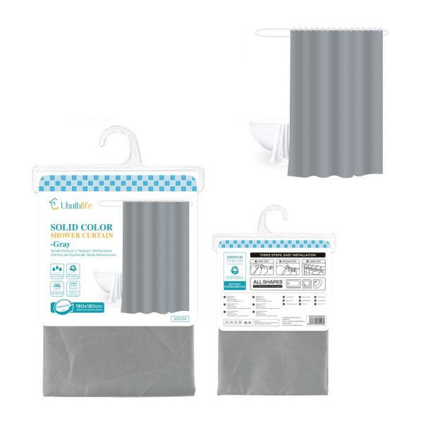 SC0104 Cortina de ducha de 180x180cm de tela - Gris