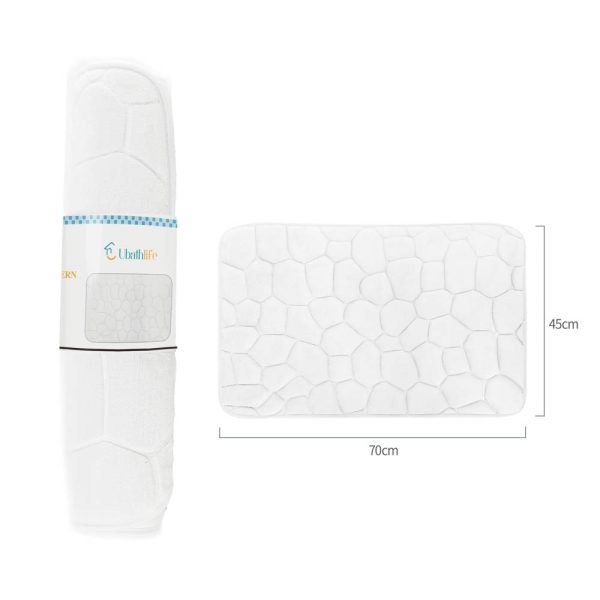 BM0019 Alfombra de baño de 45x70cm patrón piedra rectangular - Blanco