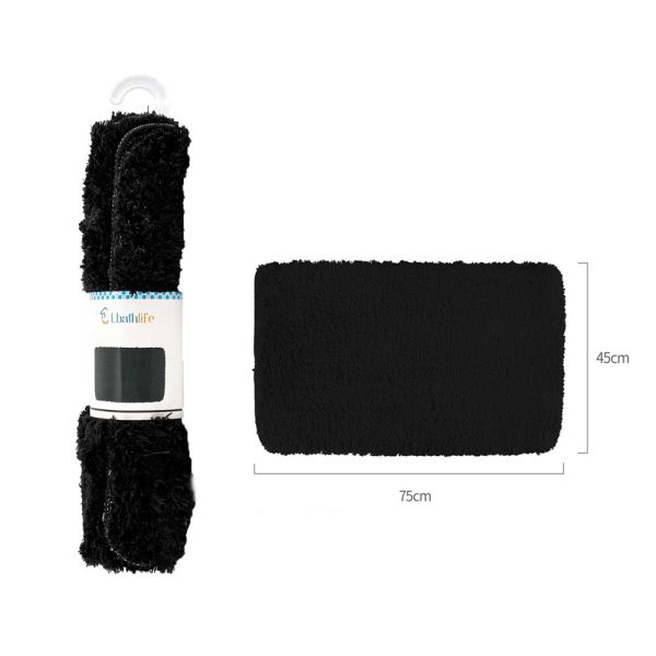 BM0074 Alfombra de baño de 45x75cm pelo largo rectangular - Negro