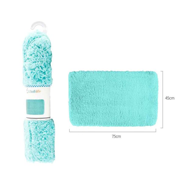 BM0074 Alfombra de baño de 45x75cm pelo largo rectangular - Azul tiffany