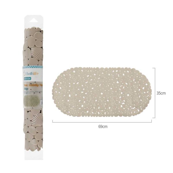 BM0077 Alfombra de baño de 69x35cm antidelizante patrón marino - Beige