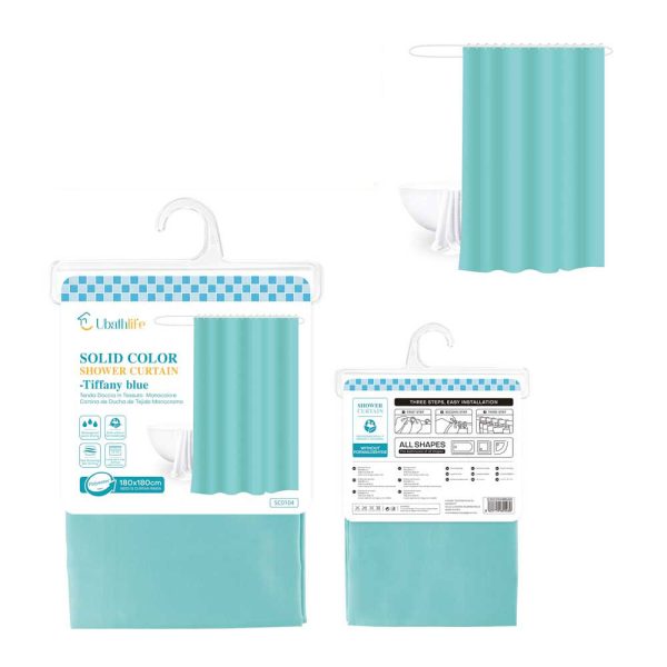 SC0104 Cortina de ducha de 180x180cm de tela - azul tiffany
