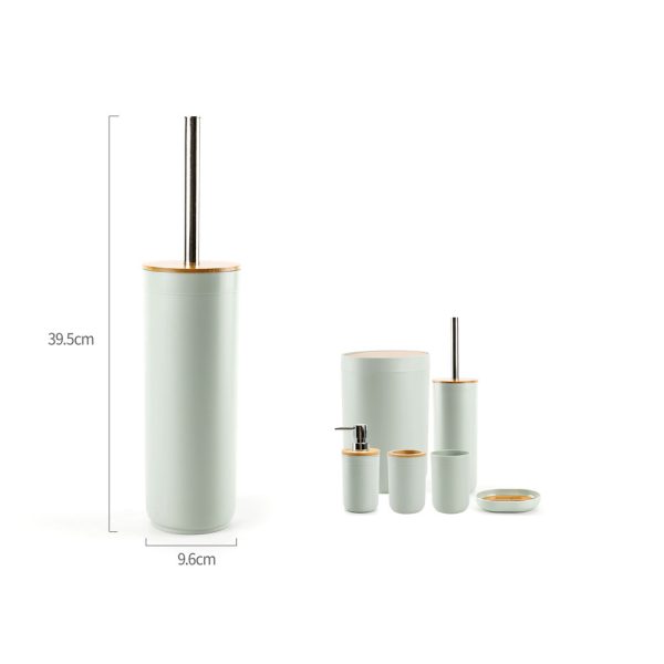 TB0060 Escobilla de baño con tapa de bambú - Verde morandi