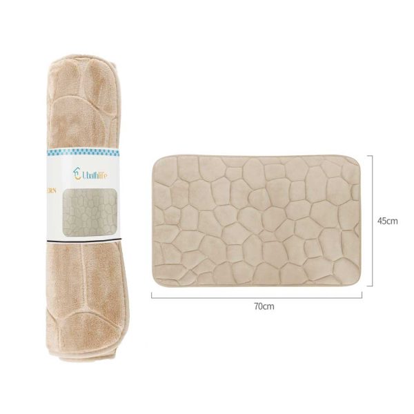 BM0019 Alfombra de baño de 45x70cm patrón piedra rectangular - Beige