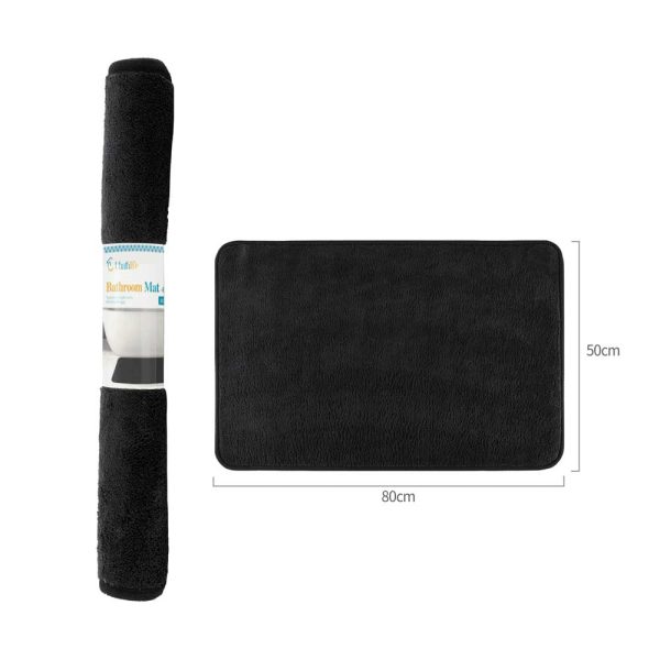 BM0101 Alfombra de baño de 50x80cm de microfibra pelo corto rectangular - Negro