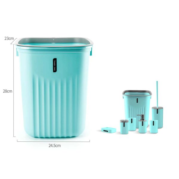 TC0034 Papelera cuadrado patrón ondas cuadradas - Azul tiffany