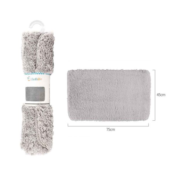 BM0074 Alfombra de baño de 45x75cm pelo largo rectangular - Gris