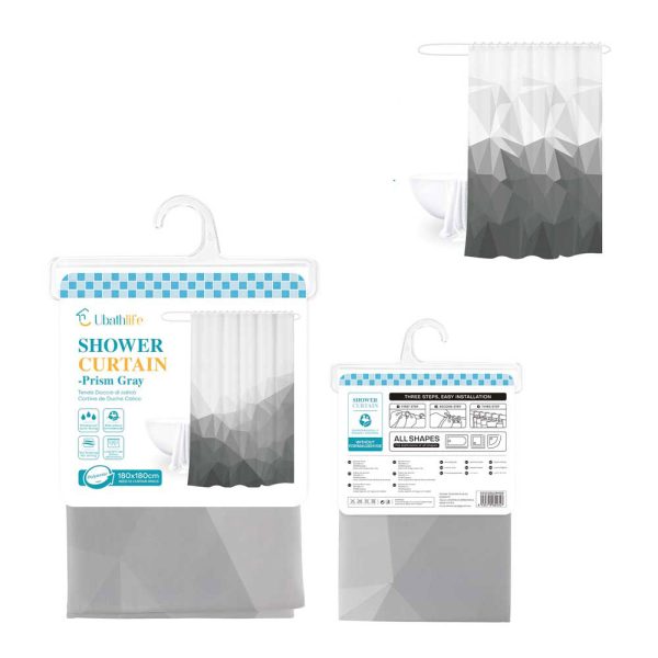 SC0062 Cortina de ducha de 180x180cm de tela estampado - Diamante gris
