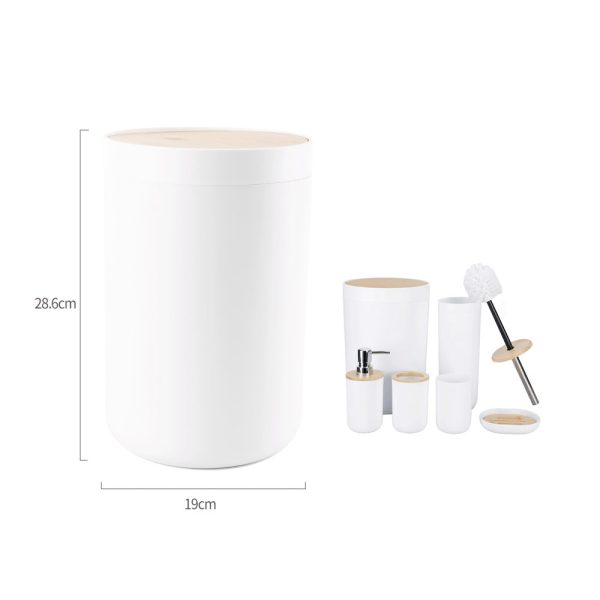 TC0160 Papelera con tapa de bambú - Blanco
