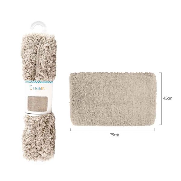 BM0074 Alfombra de baño de 45x75cm pelo largo rectangular - Beige