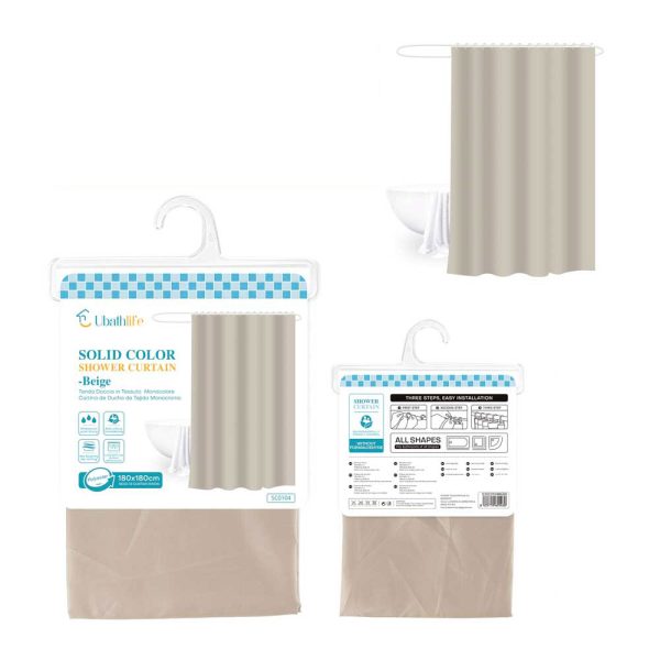 SC0104 Cortina de ducha de 180x180cm de tela - Beige
