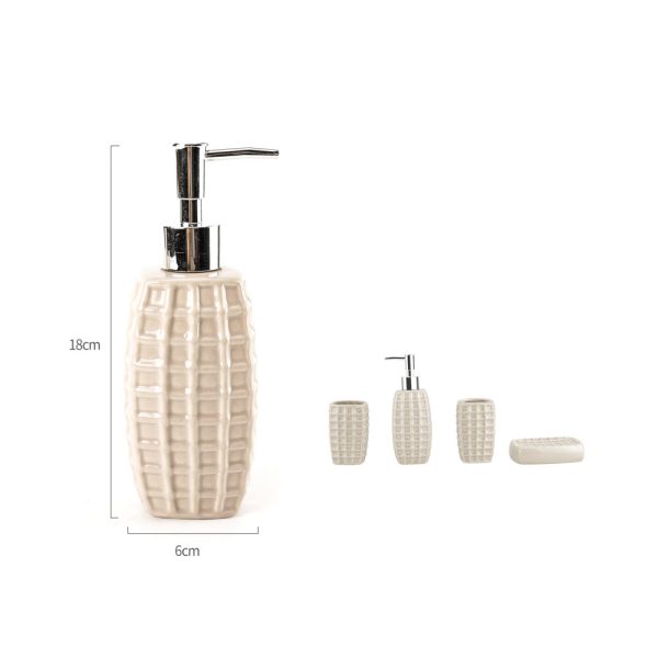 HB0159 Dispensador grande de cerámica patrón cuadros - Beige