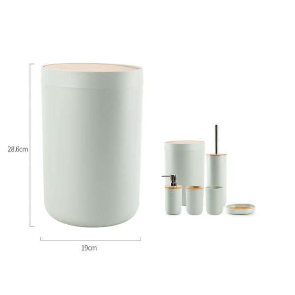 TC0160 Papelera con tapa de bambú - Verde morandi