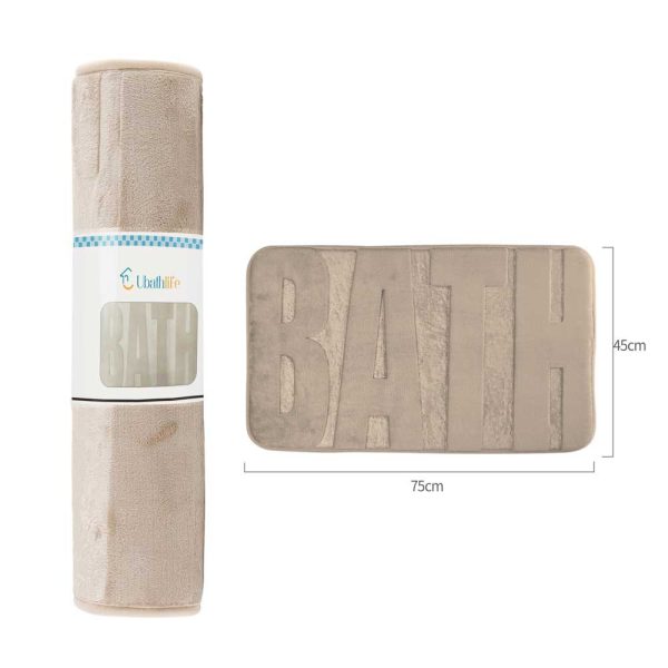BM0051 Alfombra de baño de 45x75cm con letras BATH rectangular - Beige