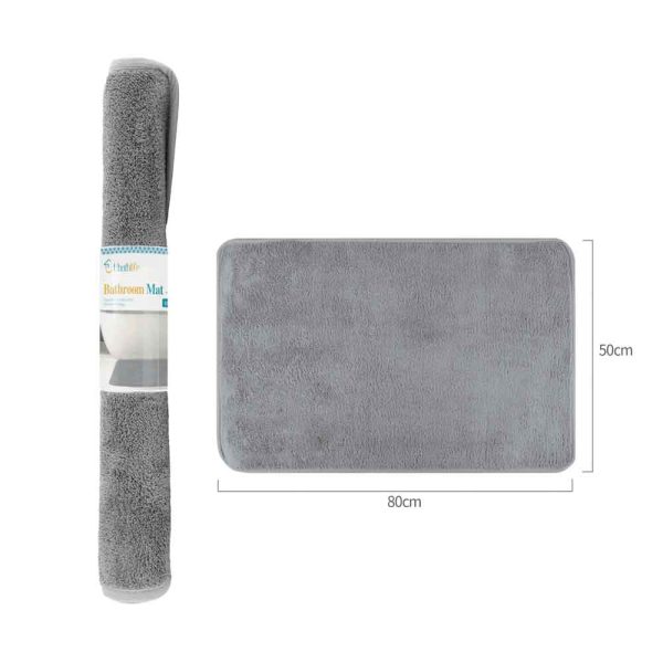 BM0101 Alfombra de baño de 50x80cm de microfibra pelo corto rectangular - Gris