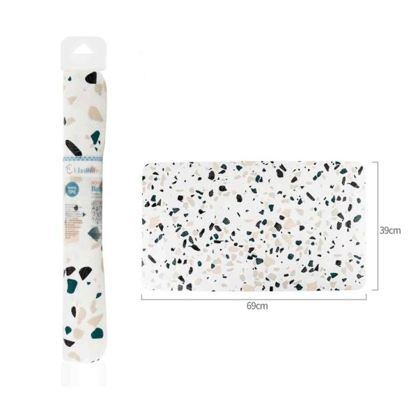 BM0181 Alfombra de baño de 69x39cm antidelizante rectangular estampado - Terrazo