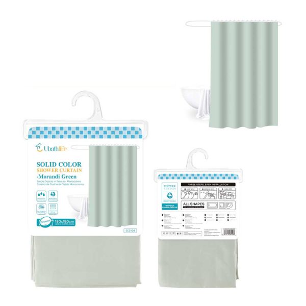 SC0104 Cortina de ducha de 180x180cm de tela - Verde morandi