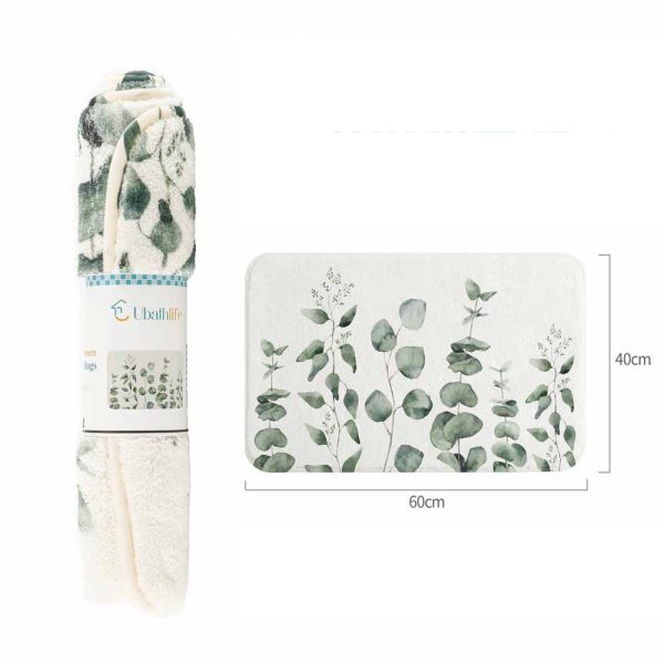 BM0195 Alfombra de baño de 40x60cm de cachemira rectangular estampado - Eucalipto