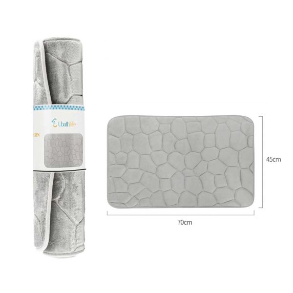 BM0019 Alfombra de baño de 45x70cm patrón piedra rectangular - Gris