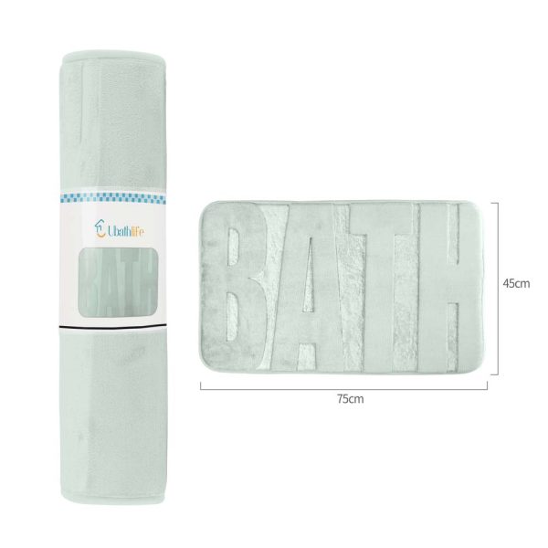 BM0051 Alfombra de baño de 45x75cm con letras BATH rectangular - Verde morandi