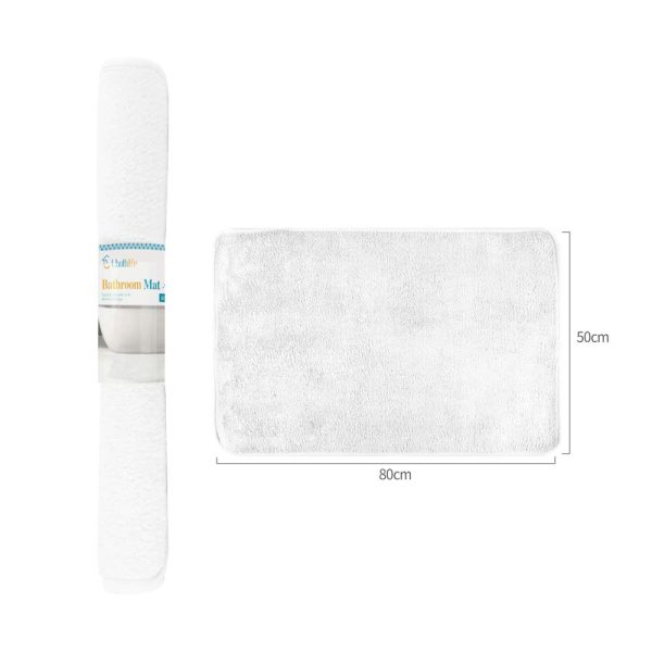 BM0101 Alfombra de baño de 50x80cm de microfibra pelo corto rectangular - Blanco