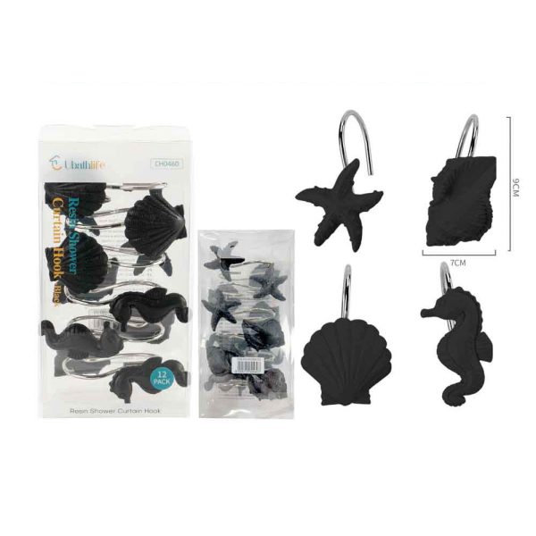 CH0460 Gancho para cortina de animales marinos 12pcs - Negro