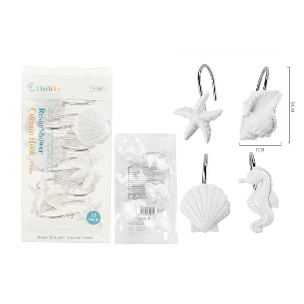 CH0460 Gancho para cortina de animales marinos 12pcs - Blanco