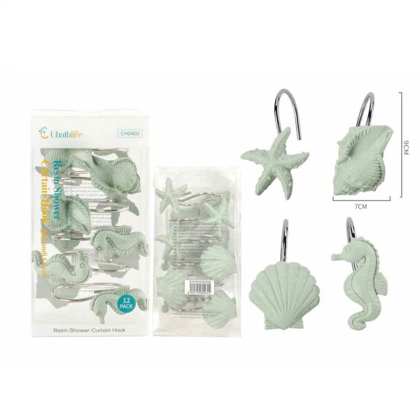 CH0460 Gancho para cortina de animales marinos 12pcs - Verde morandi