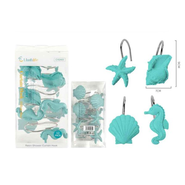 CH0460 Gancho para cortina de animales marinos 12pcs - Azul tiffany