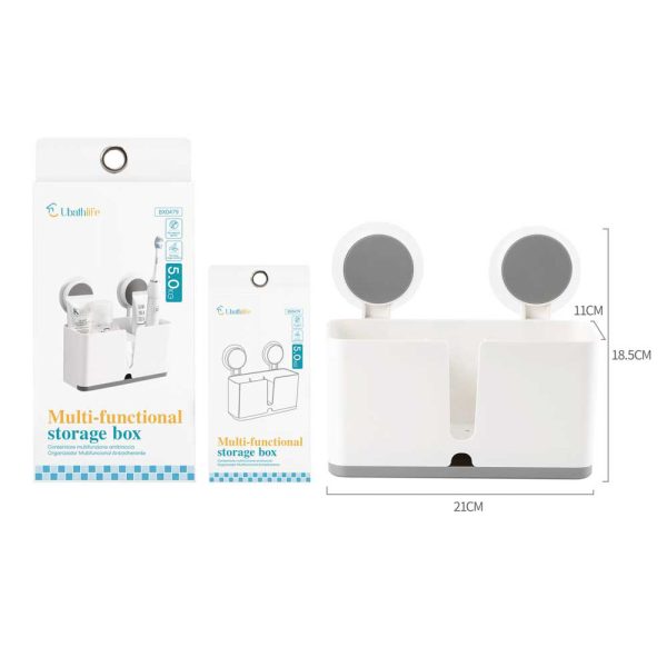 BX0479 Organizador con adhesivo multifunción - Blanco y gris
