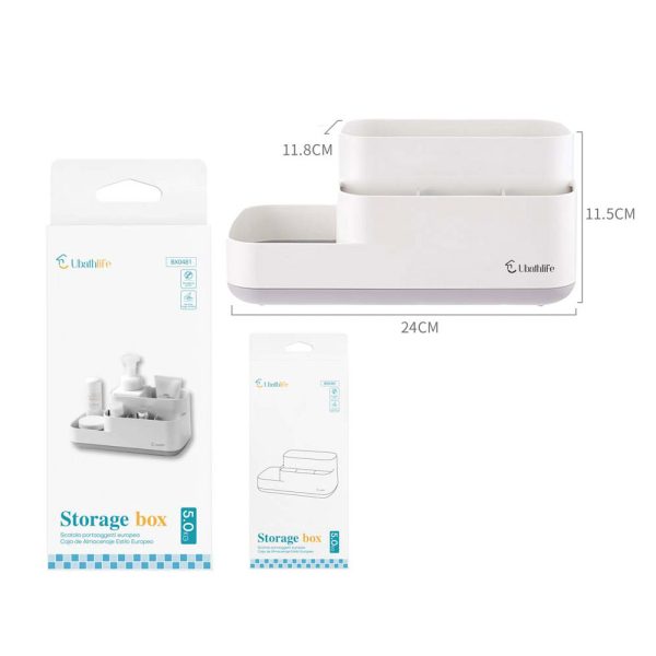 BX0481 Organizador con adhesivo multifunción - Blanco y gris