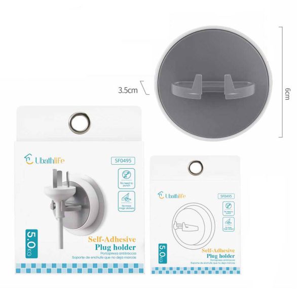 SF0495 Soporte para enchufe con adhesivo - Blanco y gris