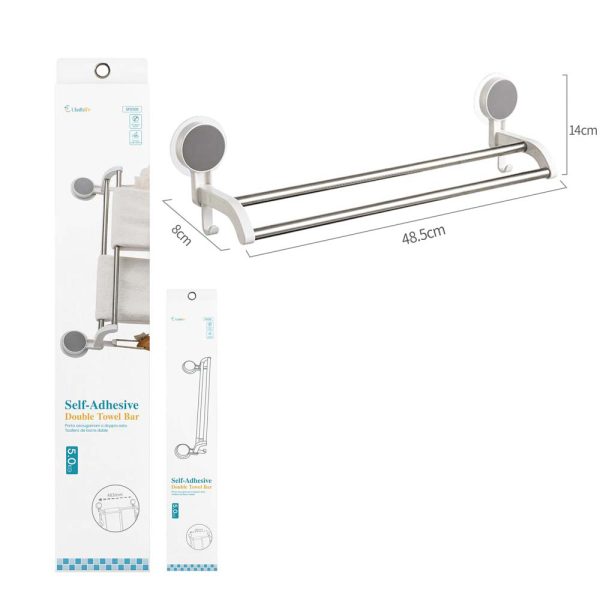 SF0500 Toallero doble con adhesivo - Blanco y gris