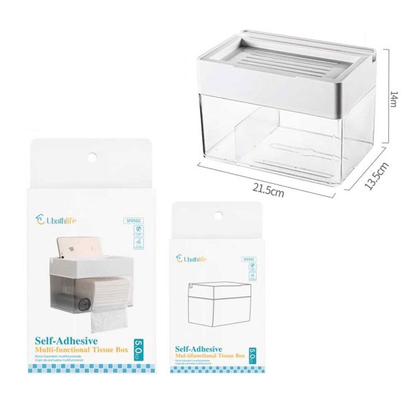 SF0502 Organizador para pañuelos con adhesivo - Blanco y gris