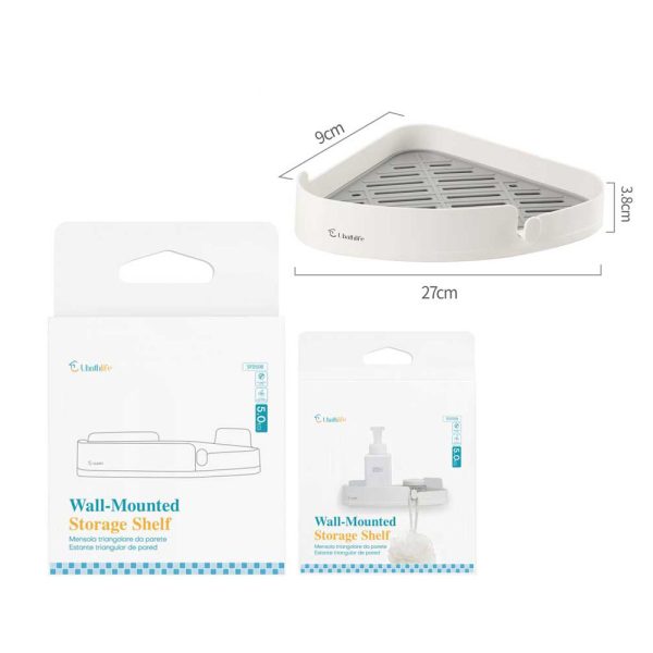 SF0508 Estante de esquina con adhesivo multifunción - Blanco y gris
