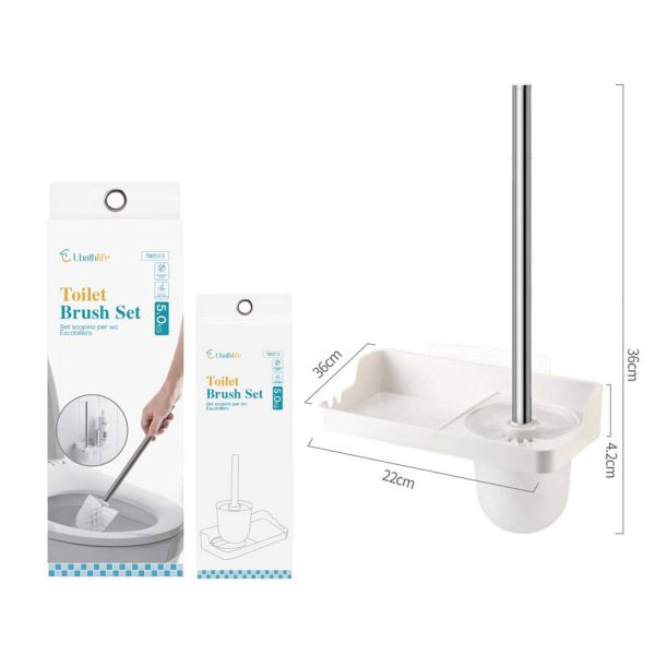 TB0513 Escobilla de baño con adhesivo - Blanco y gris