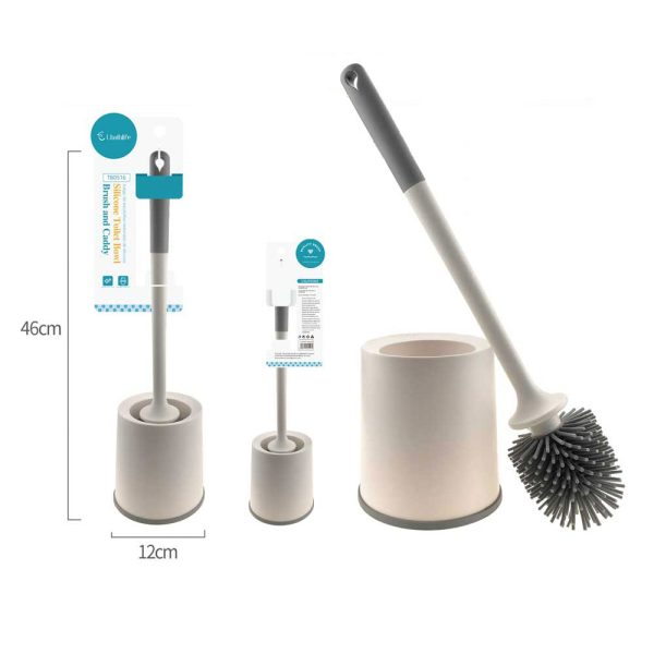 TB0516 Escobilla de baño con cerdas de silicona - Blanco y gris