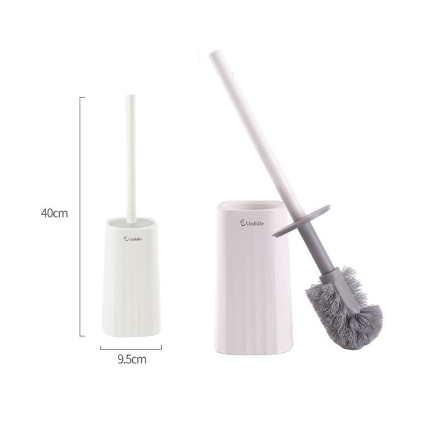 TB0518 Escobilla de baño patrón lineas - Blanco y gris