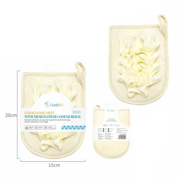 BS0610 Guante de baño de esponja - Beige
