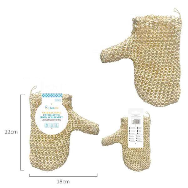 BS0690 Guante de baño de sisal - Natural