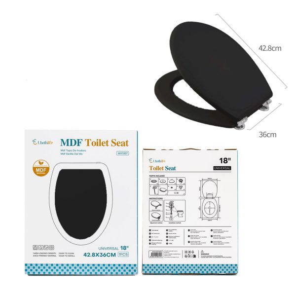 WH1007 Tapa de WC 36x42.8cm en madera - Negro