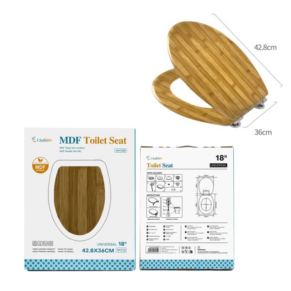 WH1008 Tapa de WC 36x42.8cm en madera estampado - Bambú