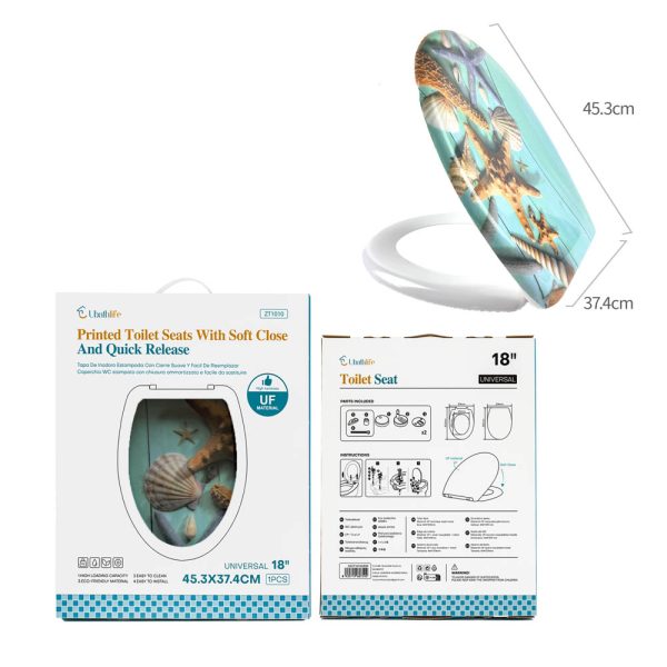 ZT1010 Tapa de WC 37.4x45.3cm amortiguada estampado - Playa