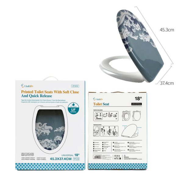 ZT1010 Tapa de WC 37.4x45.3cm amortiguada estampado - Olas
