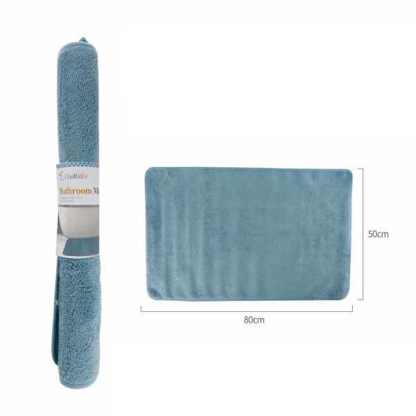 BM0101 Alfombra de baño de 50x80cm de microfibra pelo corto rectangular - Azul morandi
